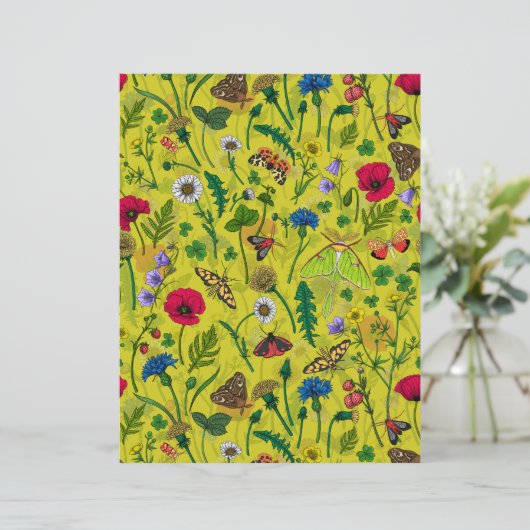 緑に野生の花と蛾 (スタンド正面)