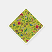 緑に野生の花と蛾 スタンダードカクテルナプキン (角)