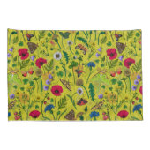 緑に野生の花と蛾 枕カバー (裏面-右)