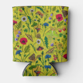 緑に野生の花と蛾 缶クーラー (正面)