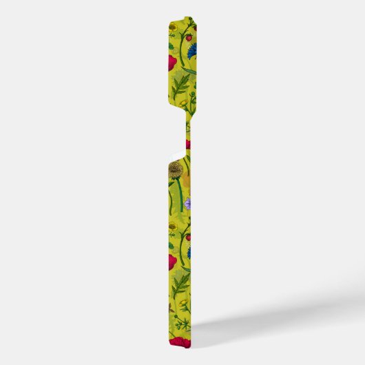 緑に野生の花と蛾 iPhoneケース (右側面)