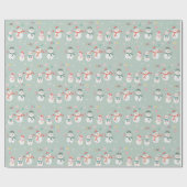 緑に雪の雪だるま ラッピングペーパー (フラット)