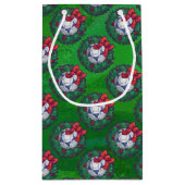 緑に青い白いフェスティバルサッカーボール スモールペーパーバッグ (裏面)