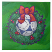 緑に青い白いフェスティバルサッカーボール タイル (正面)