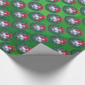 緑に青い白いフェスティバルサッカーボール ラッピングペーパー (角)