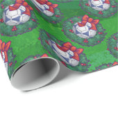 緑に青い白いフェスティバルサッカーボール ラッピングペーパー (ロールコーナー)