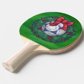 緑に青い白いフェスティバルサッカーボール 卓球ラケット (正面アングル)