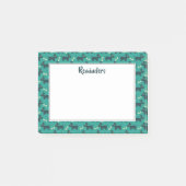 緑に骨が付いたかわいい犬のパターン ポストイット (正面)