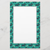 緑に骨が付いたかわいい犬のパターン 便箋 (正面)