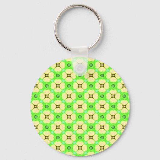 緑に黄色い花 キーホルダー (正面)