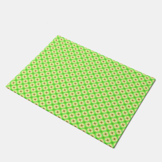 緑に黄色い花 ドアマット (アングル)