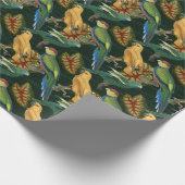 緑に黄色と緑の鳥 ラッピングペーパー (角)
