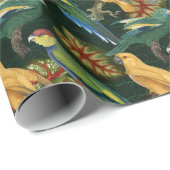 緑に黄色と緑の鳥 ラッピングペーパー (ロールコーナー)
