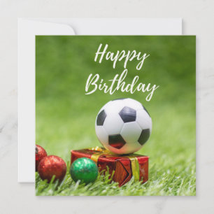 緑に黄金の箱のギフト付きサッカー誕生日 シーズンカード