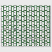 緑に黒い点を持つ白いドミノパターン(の模様が)ある ラッピングペーパー (フラット)