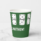 緑に黒い点を持つ白いドミノ 紙コップ (裏面)