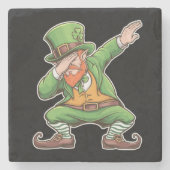 緑のいたずら小人 ダブダブダンス St Patricks Day ストーンコースター (正面)