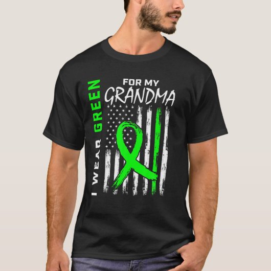 緑のおばあちゃん腎疾患脳性麻痺 Tシャツ (正面)