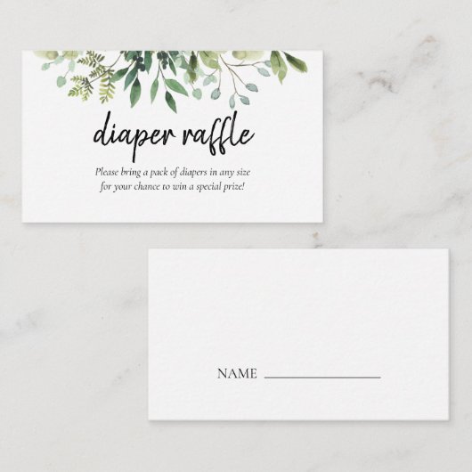 緑のおむつラッフルベビーシャワーエンクロージャ エンクロージャーカード (正面/裏面)