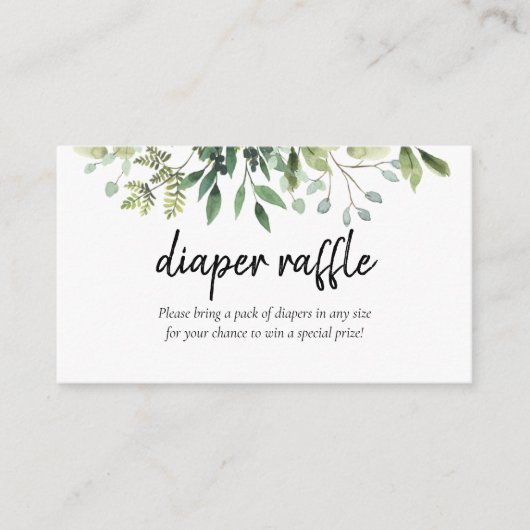 緑のおむつラッフルベビーシャワーエンクロージャ エンクロージャーカード (正面)