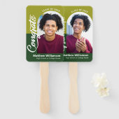 緑のおめでとうグラード2フォトアーチスクリプトはっきりしたレトロ ハンドファン (正面&裏面)