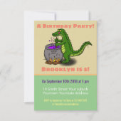 緑のおもしろいアリゲーター料理への招待 招待状 (正面)