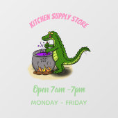 緑のおもしろいアリゲーター料理 ウィンドウサイン (シート)