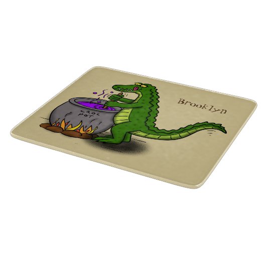 緑のおもしろいアリゲーター料理 カッティングボード (角)