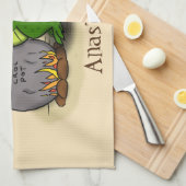 緑のおもしろいアリゲーター料理 キッチンタオル (四つ折り)