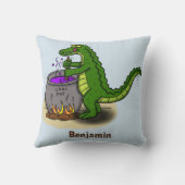 緑のおもしろいアリゲーター料理 クッション (裏面)