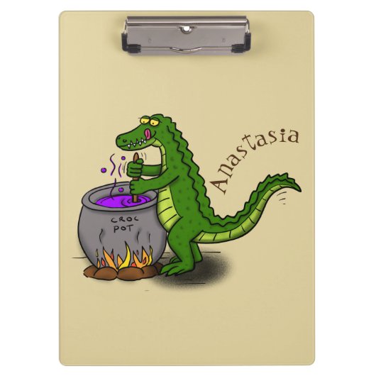 緑のおもしろいアリゲーター料理 クリップボード (正面)