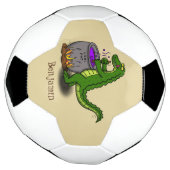 緑のおもしろいアリゲーター料理 サッカーボール (回転)