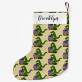 緑のおもしろいアリゲーター料理 スモールクリスマスストッキング (裏面)