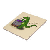 緑のおもしろいアリゲーター料理 タイル (側面)