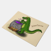 緑のおもしろいアリゲーター料理 ドアマット (アングル)