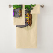 緑のおもしろいアリゲーター料理 バスタオルセット (インサイチュ)