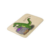 緑のおもしろいアリゲーター料理 バスマット (アングル)