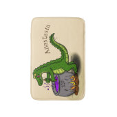 緑のおもしろいアリゲーター料理 バスマット (正面縦)