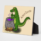 緑のおもしろいアリゲーター料理 フォトプラーク (側面)