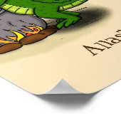 緑のおもしろいアリゲーター料理 ポスター (角)