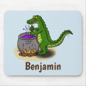 緑のおもしろいアリゲーター料理 マウスパッド (正面)