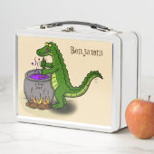 緑のおもしろいアリゲーター料理 メタルランチボックス (インサイチュ)