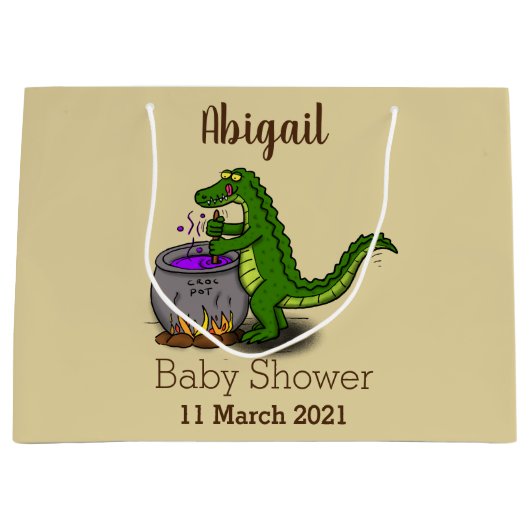 緑のおもしろいアリゲーター料理 ラージペーパーバッグ (正面)