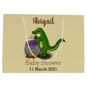 緑のおもしろいアリゲーター料理 ラージペーパーバッグ (裏面)