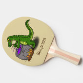 緑のおもしろいアリゲーター料理 卓球ラケット (横)