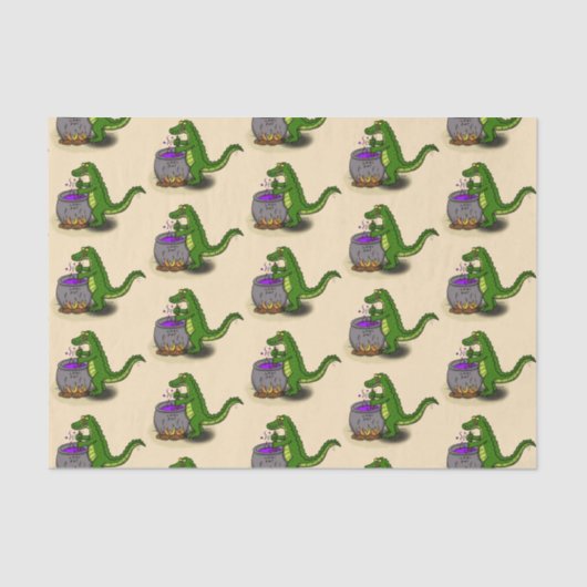 緑のおもしろいアリゲーター料理 薄葉紙 (正面)