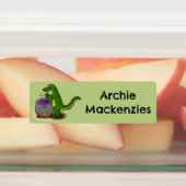 緑のおもしろいアリゲータ料理漫画パーソナライズされた ラベル (貼付)