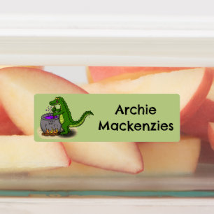 緑のおもしろいアリゲータ料理漫画パーソナライズされた ラベル