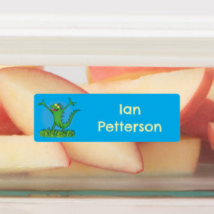 緑のおもしろいイグアナトカゲパーソナライズされた ラベル