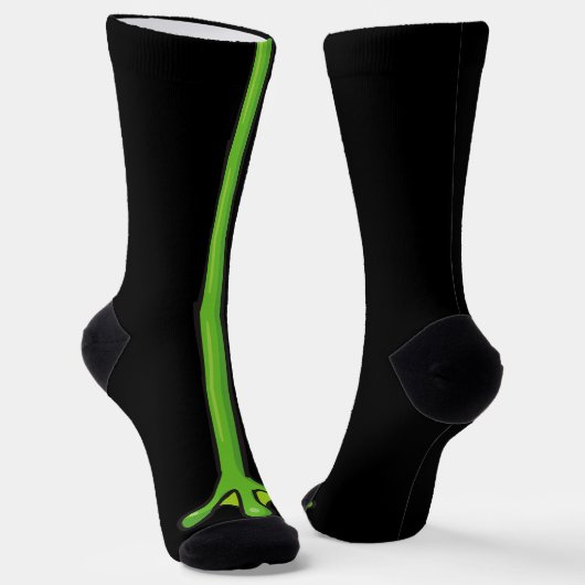 緑のおもしろいカエルの脚ハローウィンパーティ ソックス (傾斜あり)